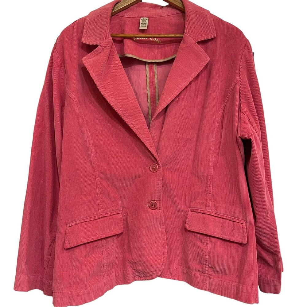 Sunset Cove Jacket Blazer Coat Pink Corduroy Size 24W Vintage